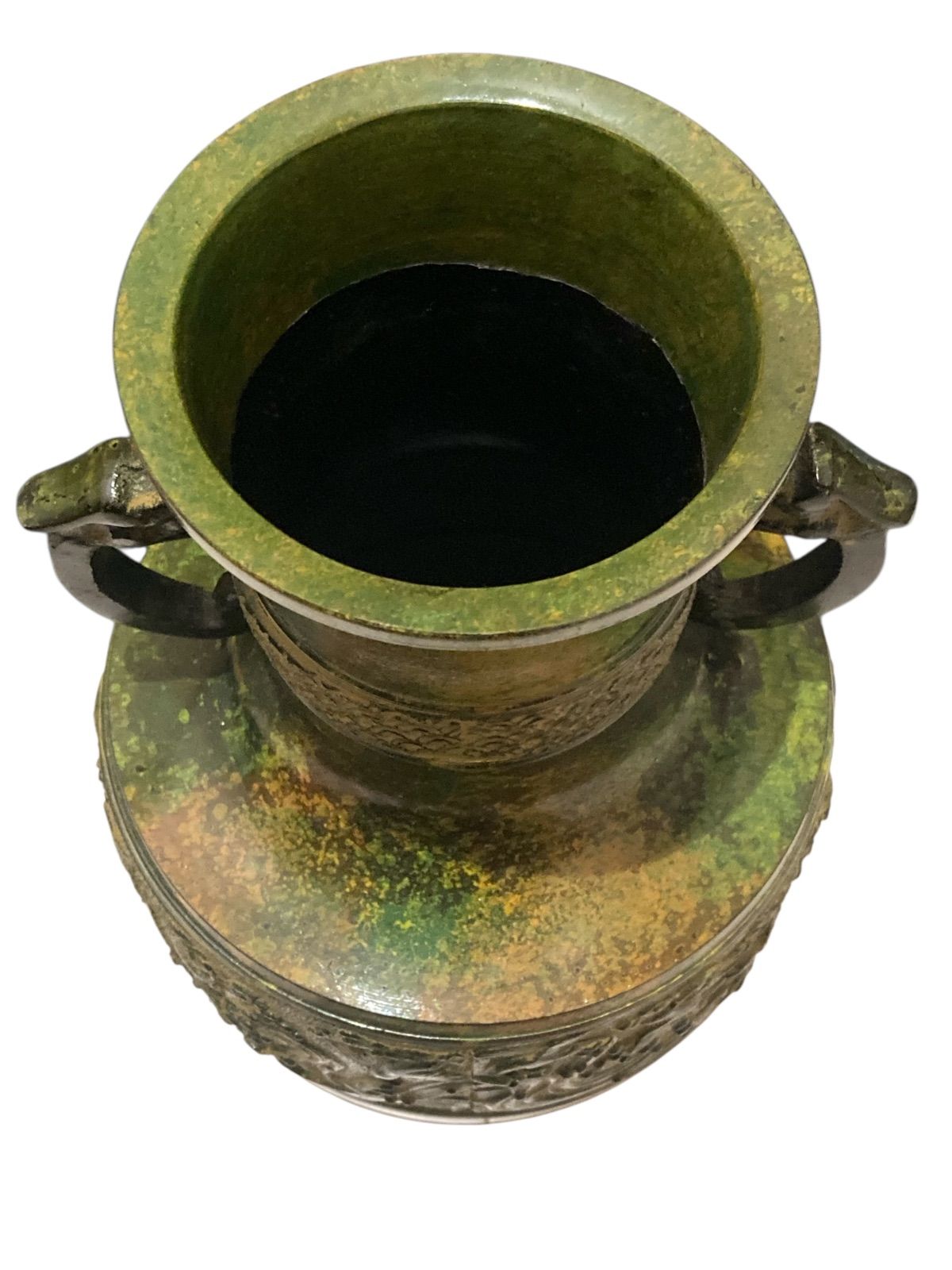 高岡銅器 鋳銅花瓶 銅製花瓶 花器 龍泉堂 天龍 耳付花瓶 骨董品 【公式