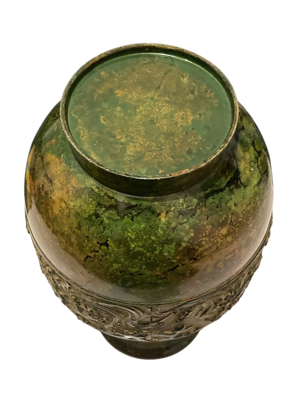 日本 伝統工芸品 高岡銅器 花瓶 峰雲 鋳銅製 双耳 双龍文獣耳 花器