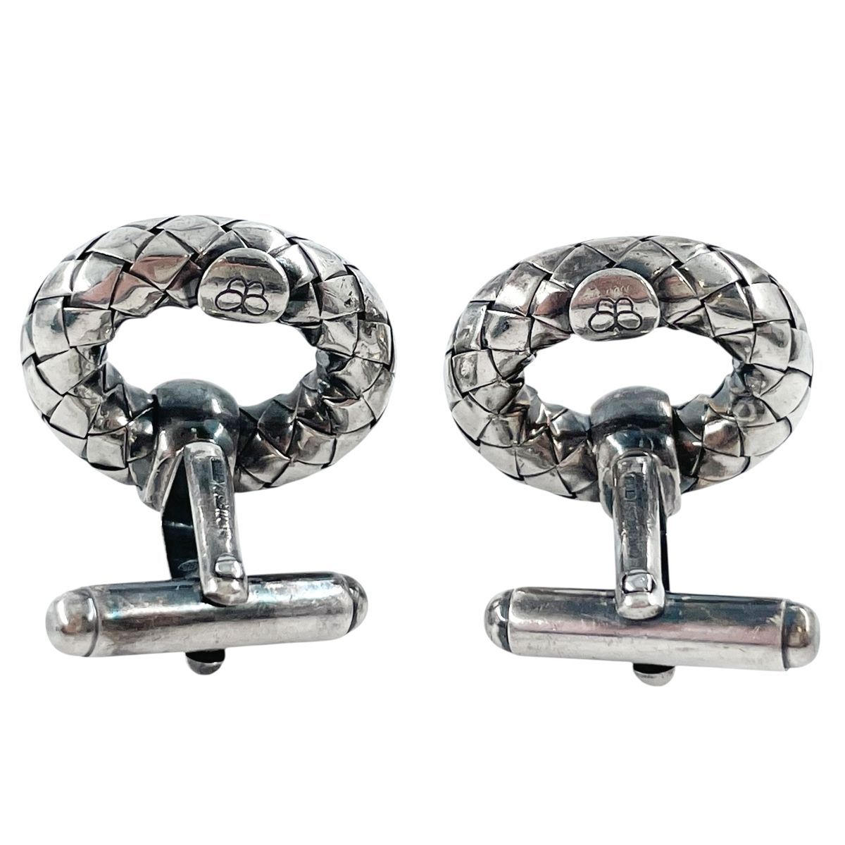 ボッテガヴェネタ カフリンクス レア Bottega Veneta ボッテガヴェネタ イントレチャート ネイビーストーン