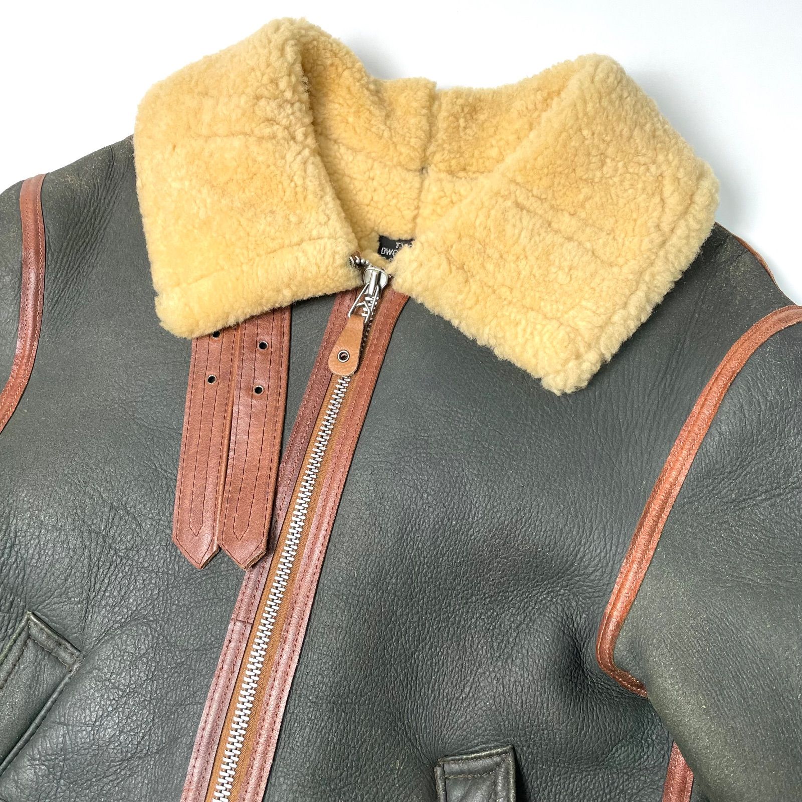 希少】米国製 AVIREX ムートンジャケット B-3 緑 36 フライト