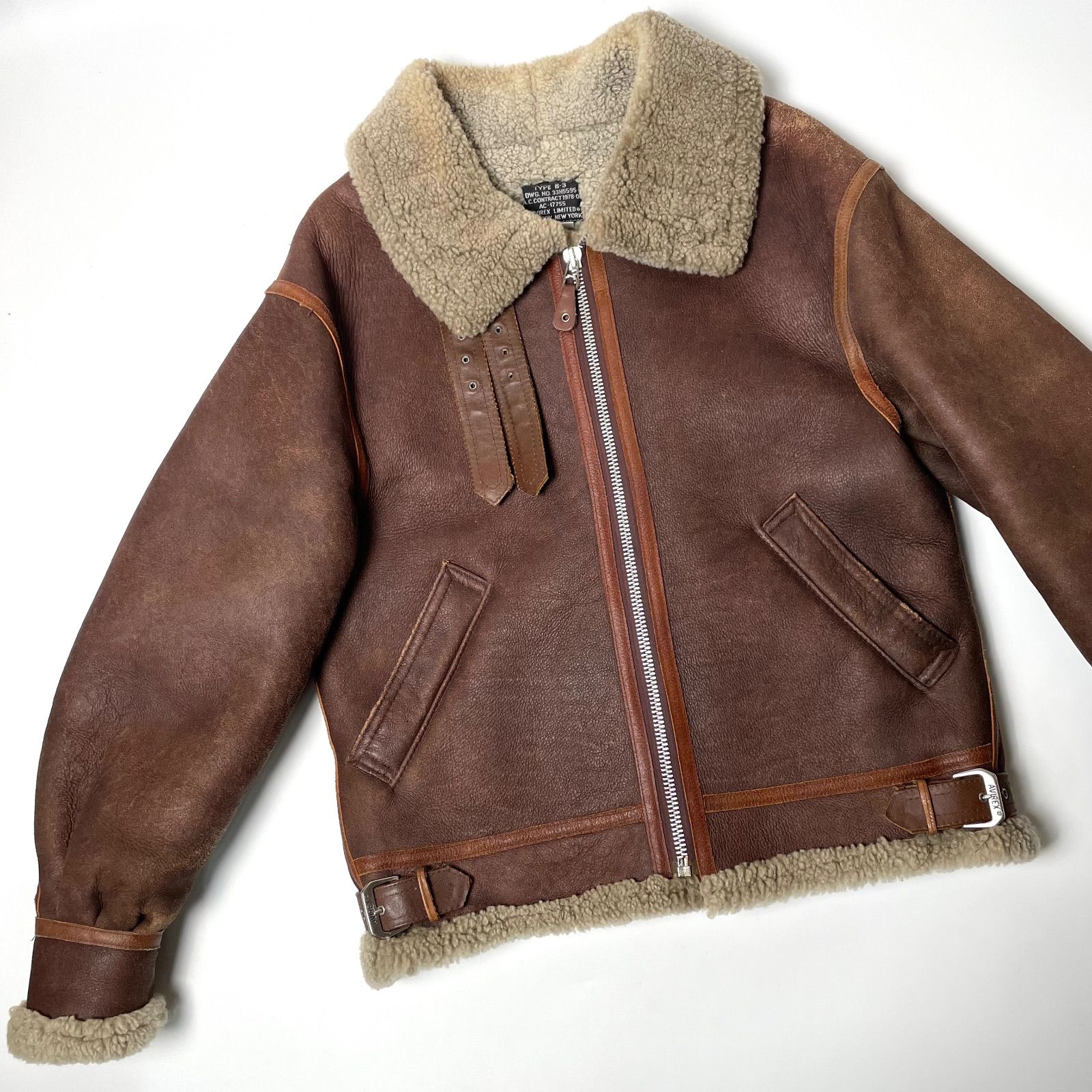 米国製】AVIREX ムートンジャケット B-3 茶 40 フライトジャケット