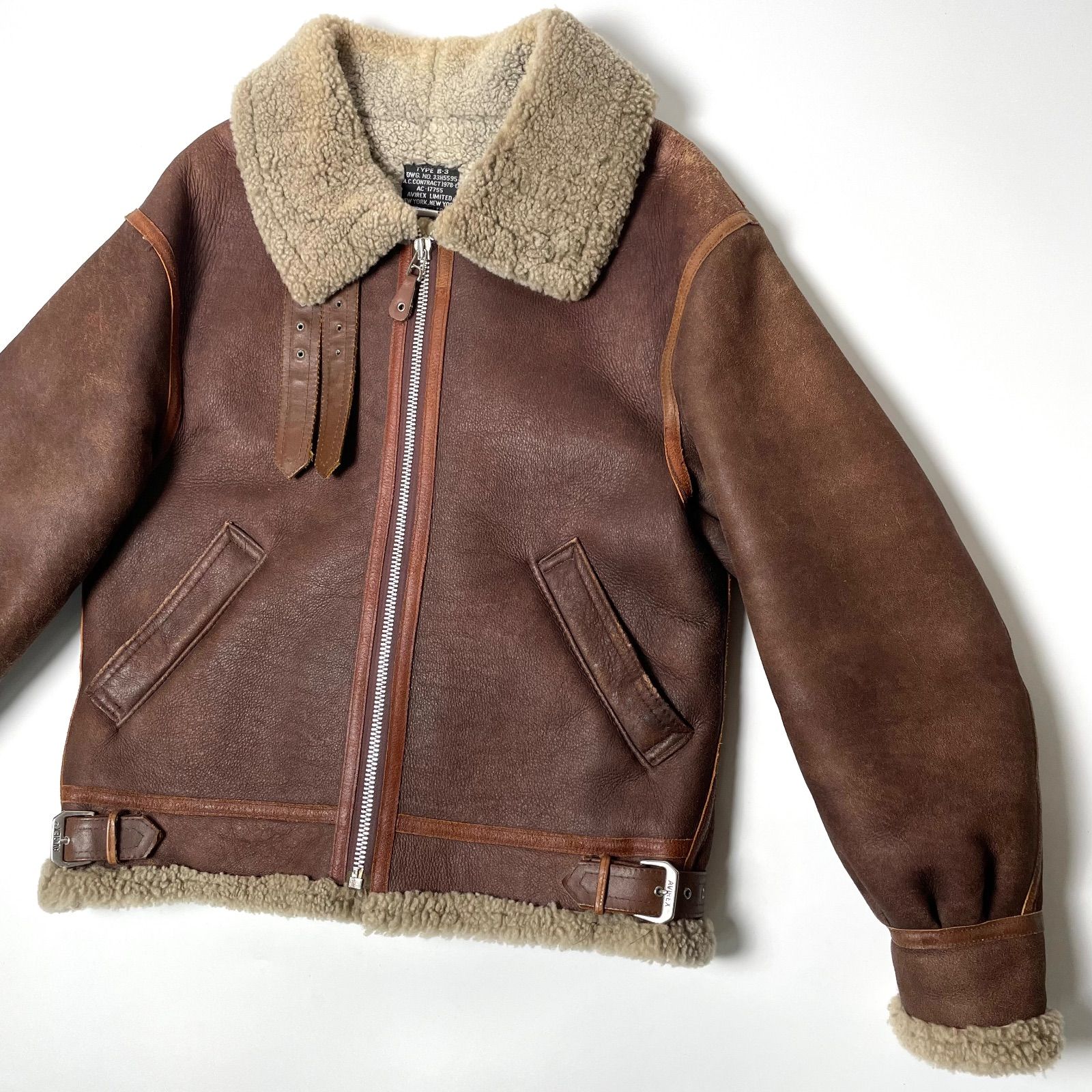 米国製】AVIREX ムートンジャケット B-3 茶 40 フライトジャケット
