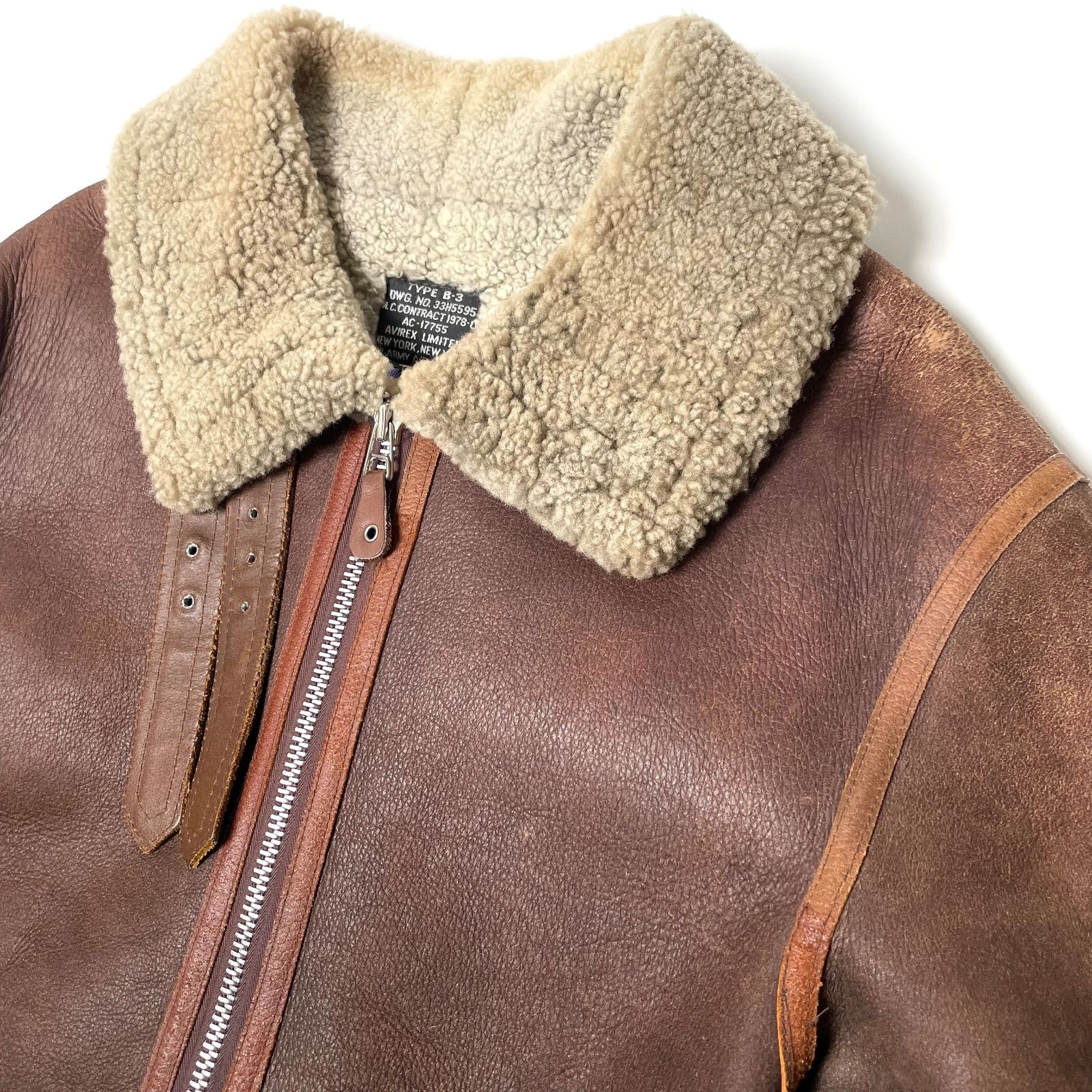 米国製】AVIREX ムートンジャケット B-3 茶 40 フライトジャケット