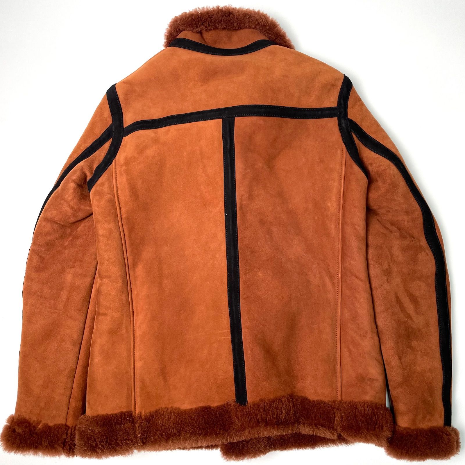 日本製】UNITED TOKYO ムートン ライダースジャケット 茶 1 羊革 本革