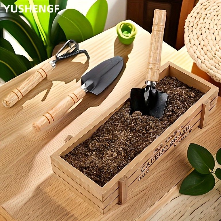 ミニ園芸ツール6点セット】 植え付け/土ほぐし/掘削に！ 木製ハンドル