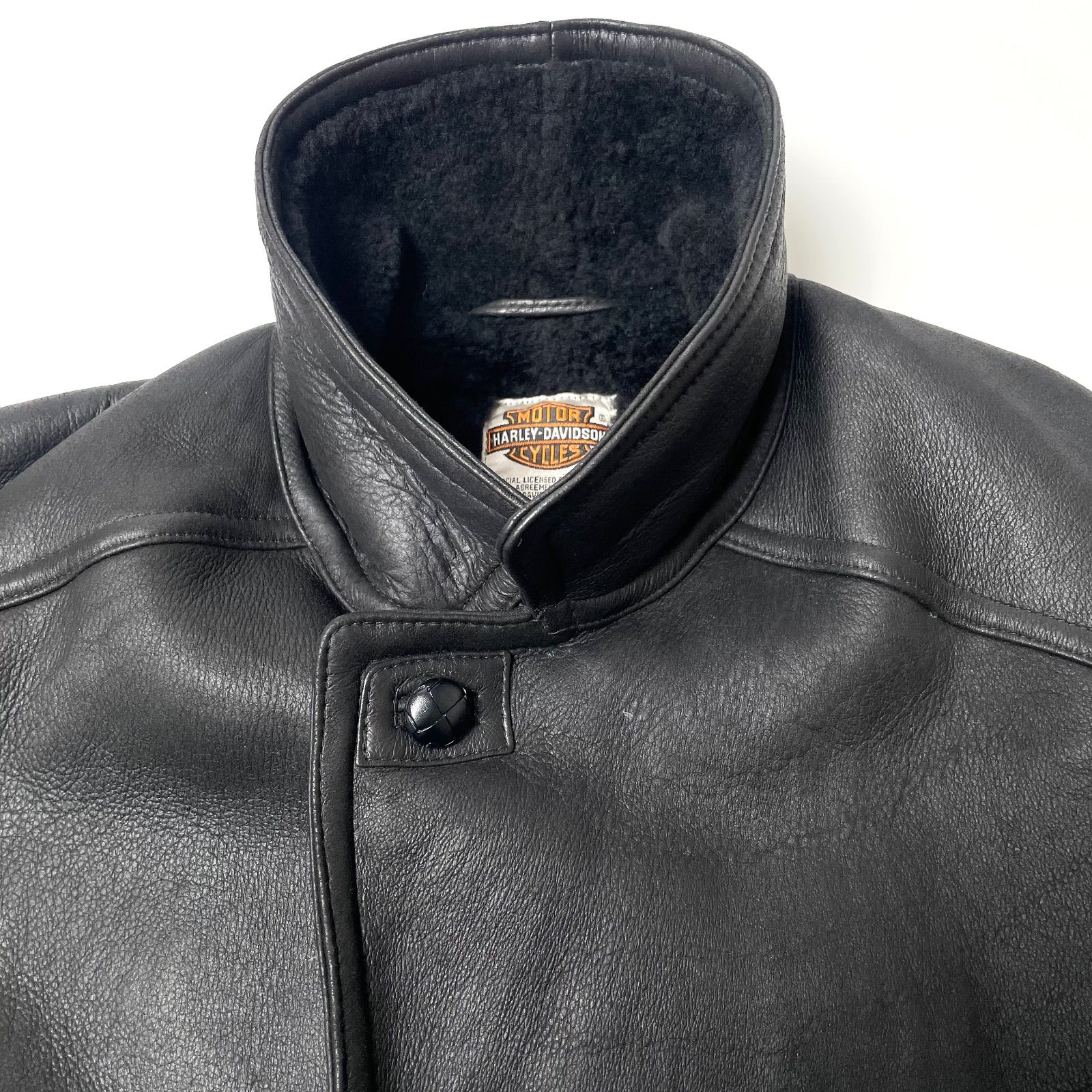 羊革】ハーレーダビッドソン レザージャケット 黒 M リアルムートン