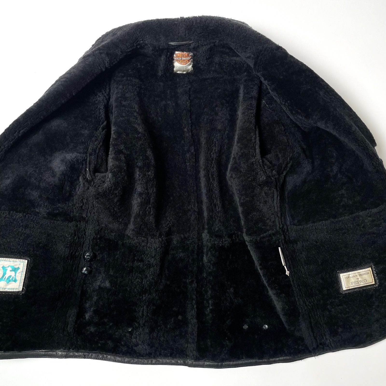 羊革】ハーレーダビッドソン レザージャケット 黒 M リアルムートン