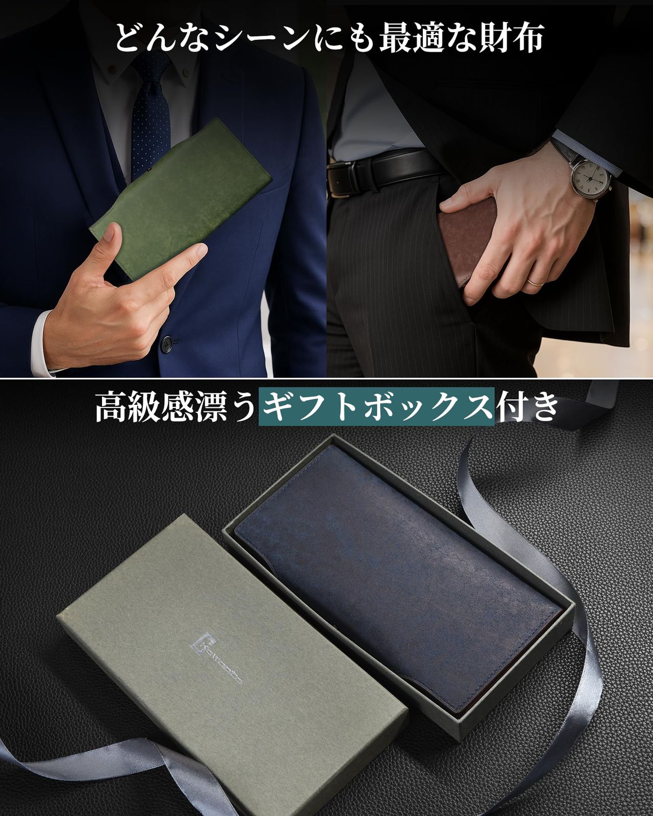 Kawaoto] 財布 メンズ 長財布 プエブロレザー 大容量 本革 カード22枚