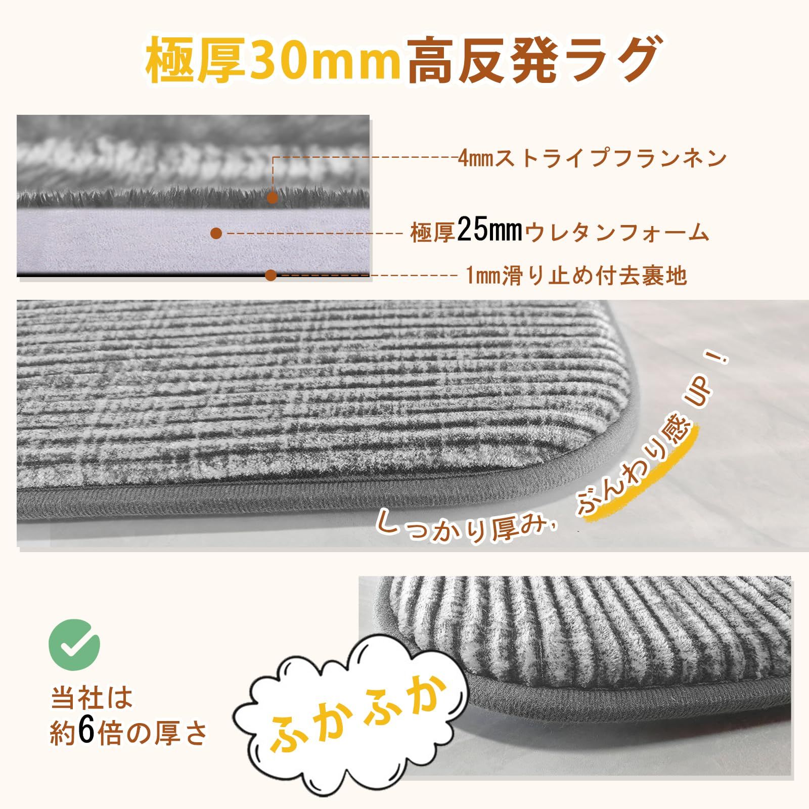 ラグ カーペット 極厚30mm ラグマット 3畳 厚手 極厚 厚手30mm | ラグ