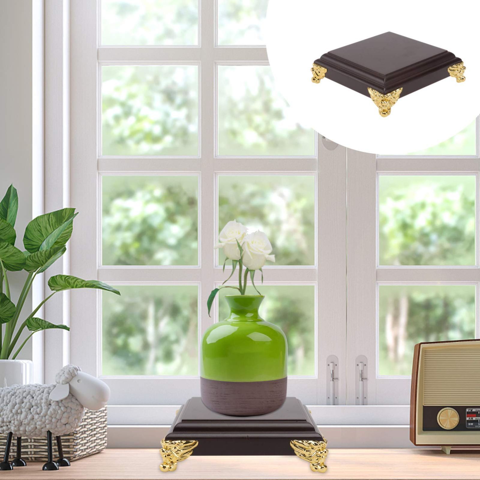 ヘビーデューティ 鉢植え スタンディング サポート 木製 仏像 蓮の土台