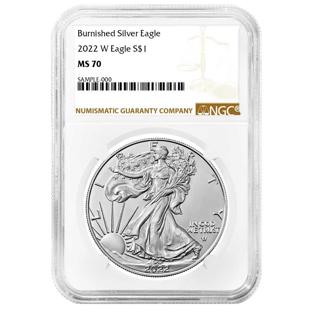 2022-W バーニッシュド 1ドル アメリカン シルバー イーグル NGC MS70