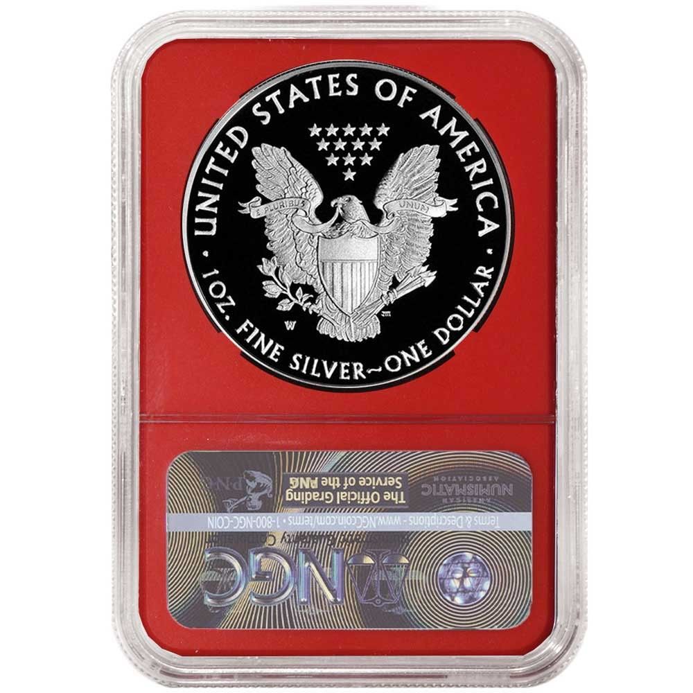 アメリカ2021年イーグル1ドル銀貨　トランプ赤ラベル　NGC MS70ER 2021年 1ドル タイプ2 アメリカン シルバー イーグル NGC MS70