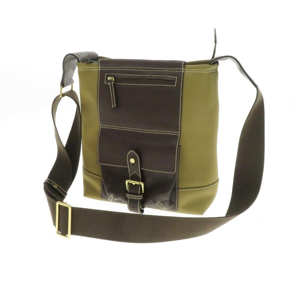 【中古】ハンティングワールド HUNTING WORLD サファリ キャンバス ショルダーバッグ ライトオーカー【WxH27.5xD10.5】【メンズ】