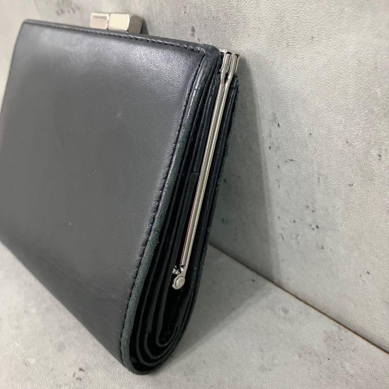 未使用級♡アニエスベー がま口 二つ折り財布 ブラック レザー 箱付き cstyle_agnevoyage259