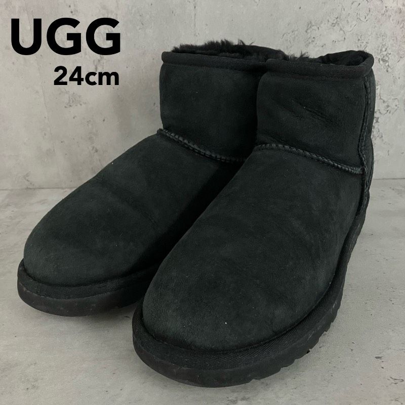 UGG アグ ムートンブーツ クラシックミニ 5854 ブラック 黒 24cm W7 羊