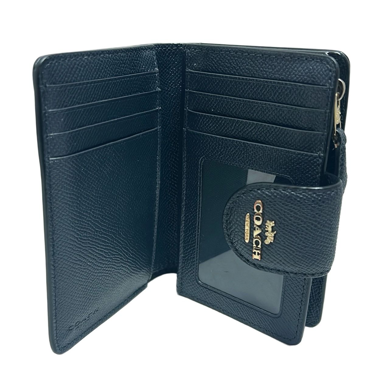 COACH コーチ 二つ折り財布 ネイビー レザー 金具 COACH(コーチ) 2つ折り財布 - 6390 ダークネイビー レザー - メルカリ