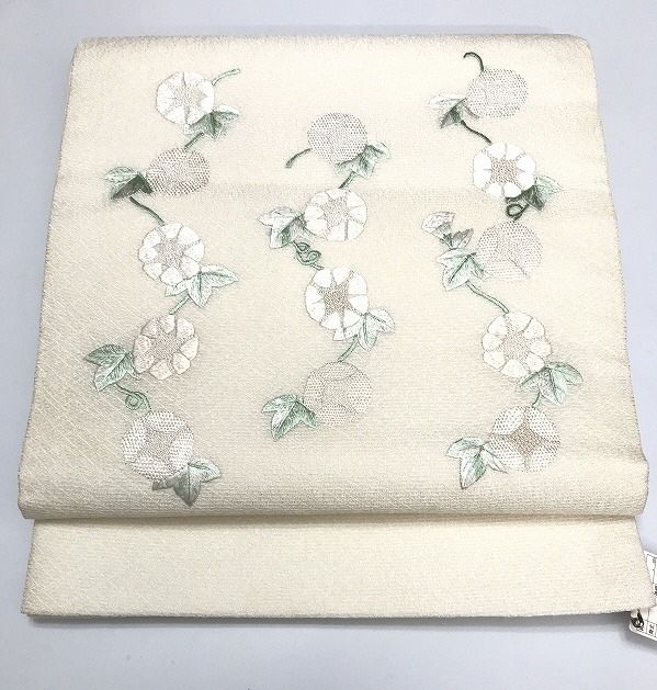 中古】袋帯 正絹 白地に朝顔文様 夏帯 - メルカリ