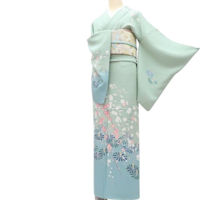 百華❀Y4264◇美品 作家物落款 梅 若松 手縫い仕立て 正絹 訪問着 単品