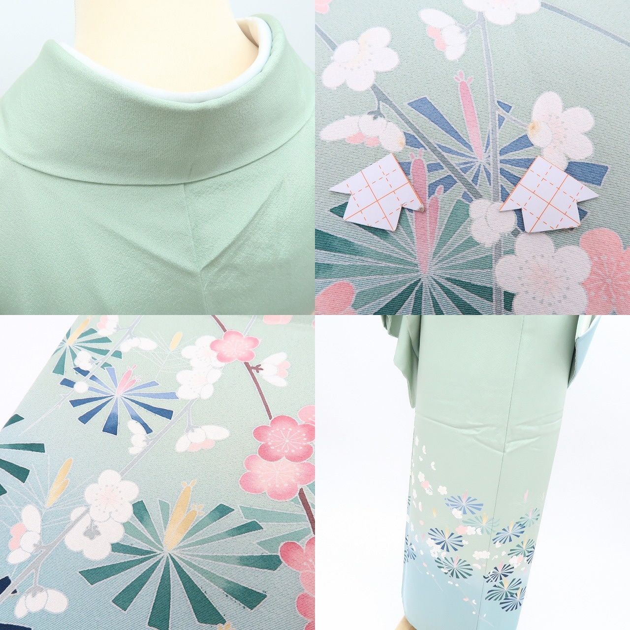 百華❀Y4264◇美品 作家物落款 梅 若松 手縫い仕立て 正絹 訪問着 単品