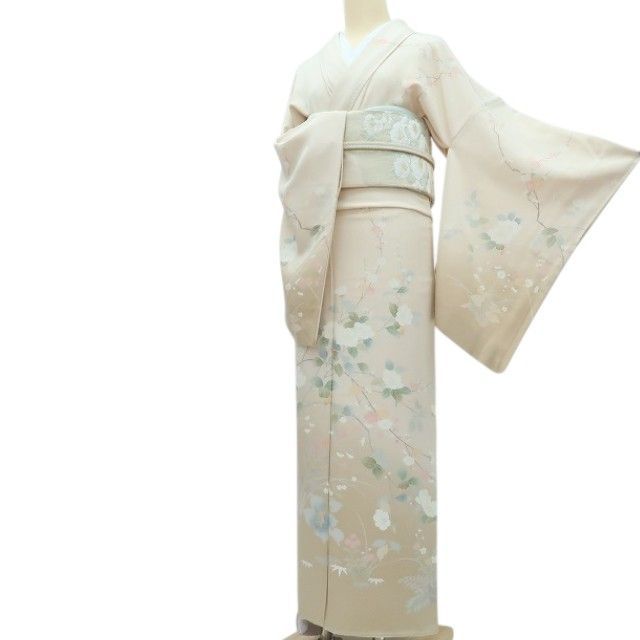 百華❀Y4265◇トールサイズ 手縫い仕立て 桜 梅 椿 正絹 訪問着 着物