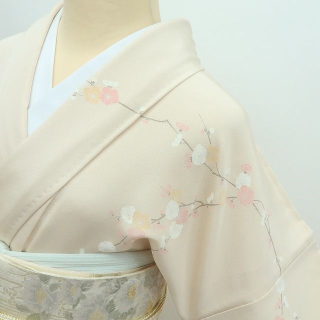 百華❀Y4265◇トールサイズ 手縫い仕立て 桜 梅 椿 正絹 訪問着 着物