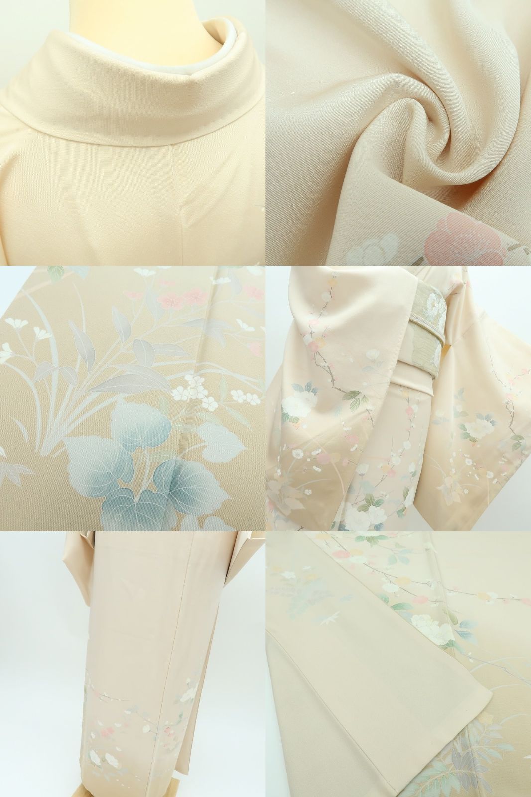 百華❀Y4265◇トールサイズ 手縫い仕立て 桜 梅 椿 正絹 訪問着 着物