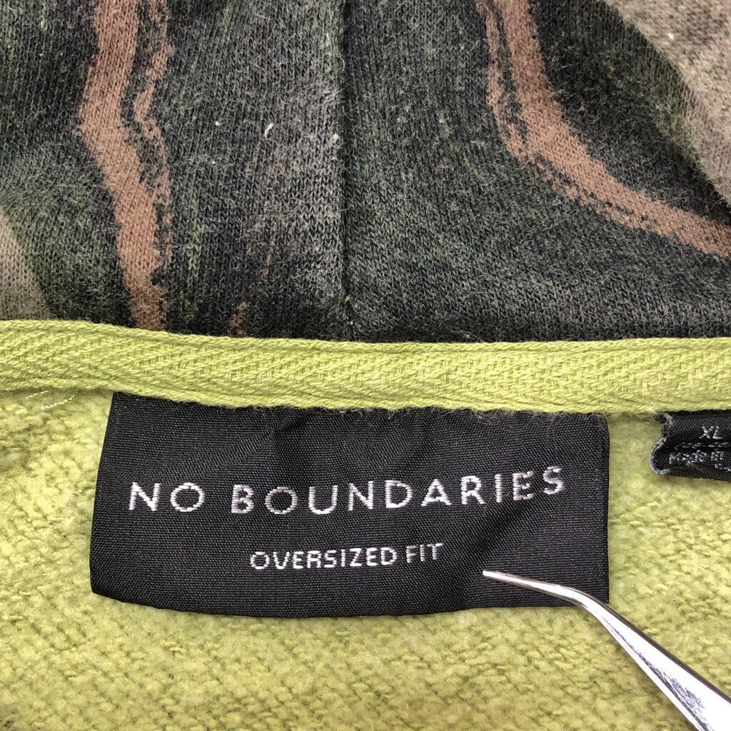 no boundaries ノーバウンダリーズ マーブル スウェットパーカー no boundaries パーカー マーブル柄 グリーン カーキ xl 墨流し