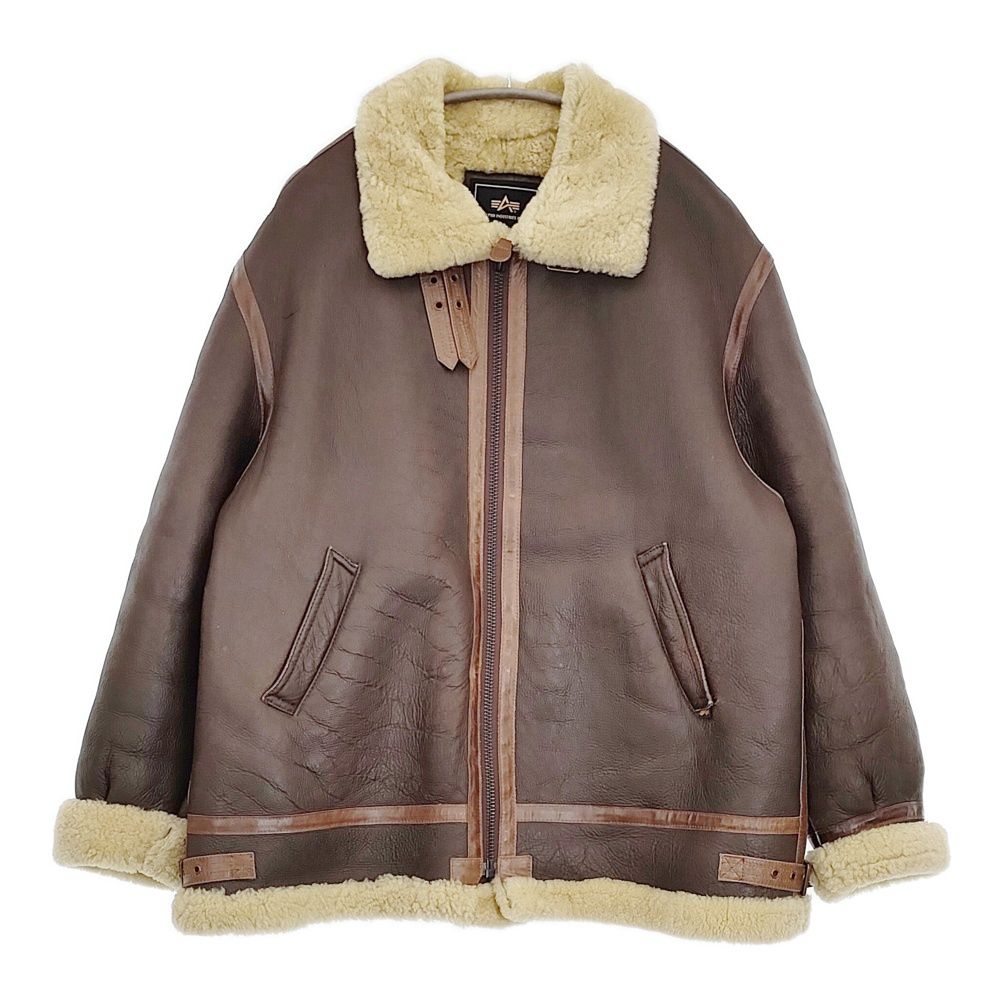 90's✨B-3 リアルムートン　シープスキン　レザージャケット　ブラウン　ボア 90's✨B-3 リアルムートン シープスキン レザージャケット ブラウン