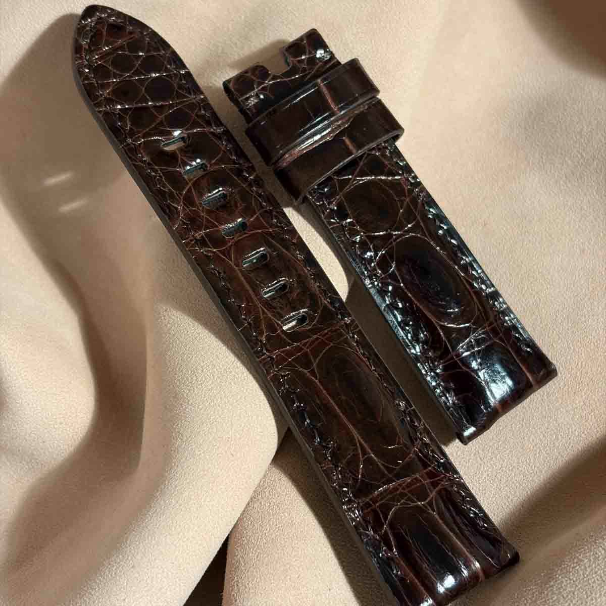 cro-1988 クロコダイル（グロス仕上） 腕時計 ベルト ダークブラウン
