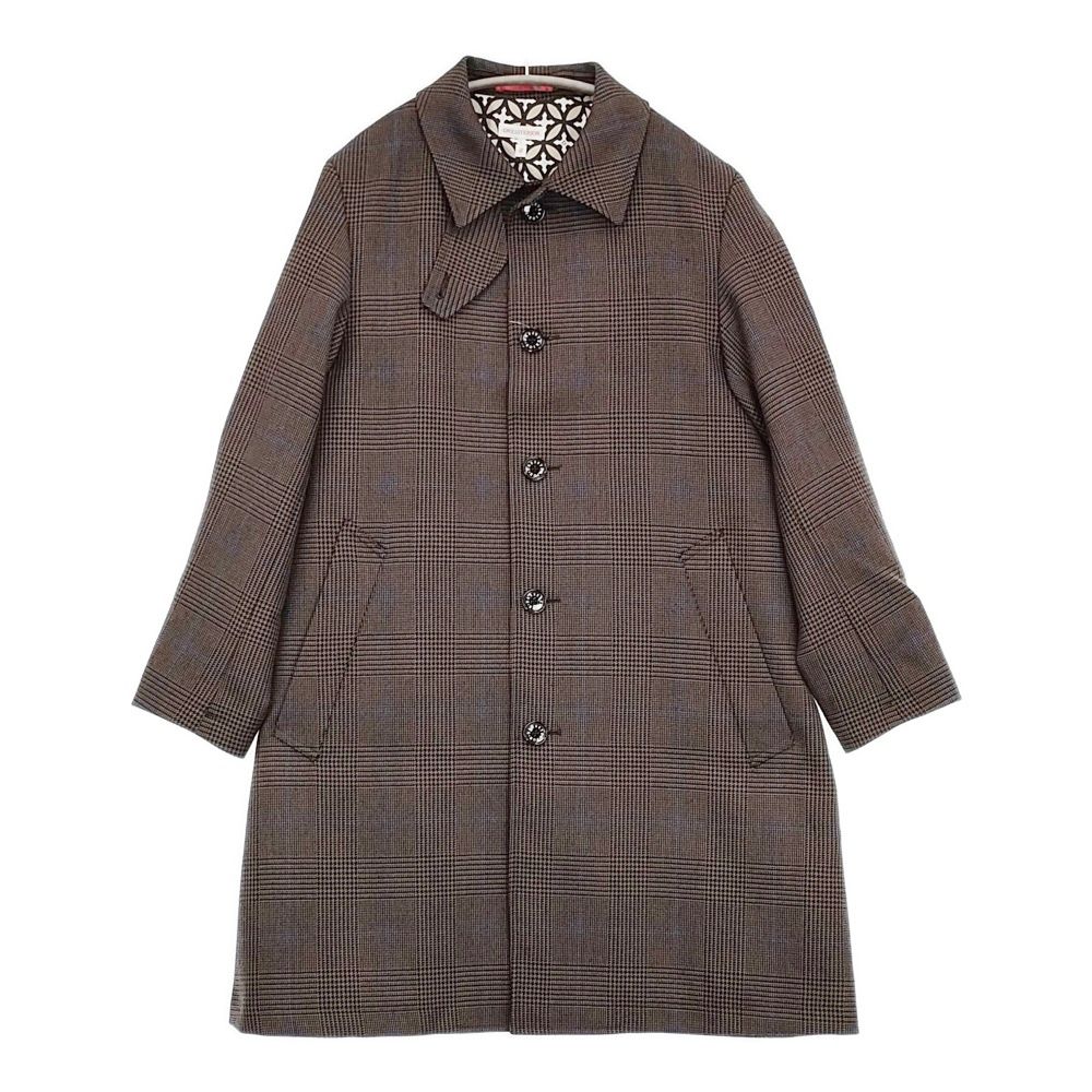 DRESSTERIOR オーバーペーンチェックバルマカーンコート サイズS 定価69300円 086-99011 ステンカラーコート 24AW ブラウン メンズ ドレステリア【中古】5-1210T♪ DRESSTERIOR オーバーペーンチェックバルマカーンコート サイズS 定価