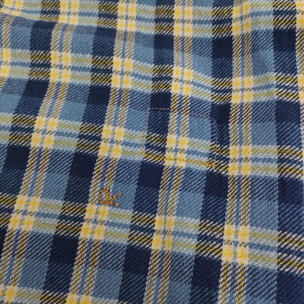 45R インドネルのタックフリルドレス/ブルーイエロー 45R/45rpm インドネルのタックフリルドレス 定価47300円 インド製