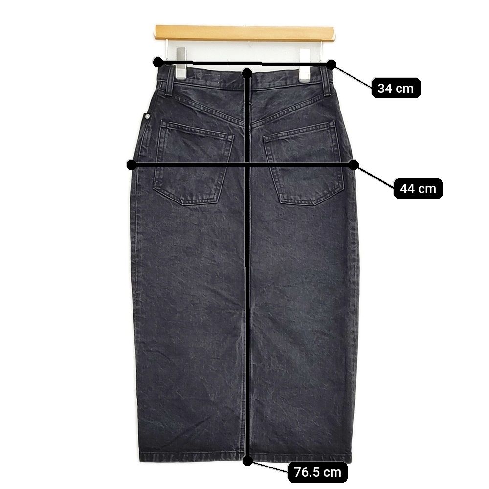 HYKE 70 USED WASH BLACK DENIM MIDI SKIRT サイズ1 定価45100円