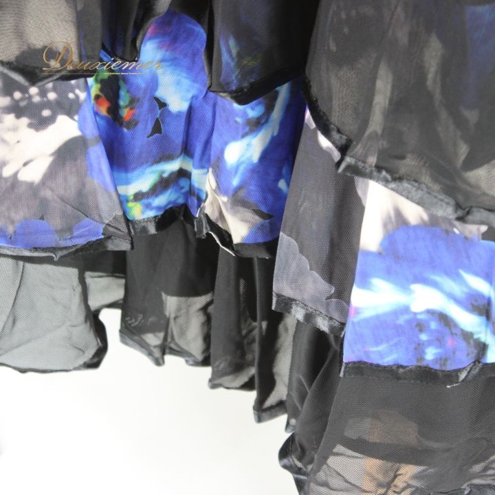 社交ダンスレッスン着パーティ。レイリーナ花柄紺色セットアップドレス 社交ダンス 衣装 スタンダード 上下セット ツーピース レッスンウェア