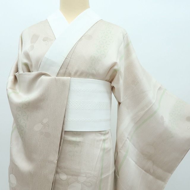 Y3938◇美品 正絹 仕付け糸付 手縫い仕立て 小紋 着物 百華❀Y4272◇美品 袷 正絹 さが美謹製 仕付け糸・半襟付 手縫い仕立て