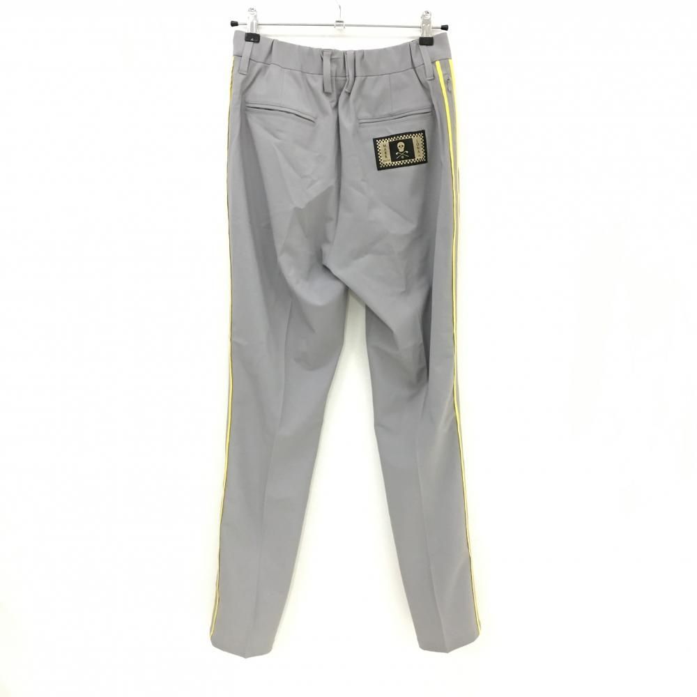 新品】マークアンドロナ パンツ グレー×イエロー サイドライン