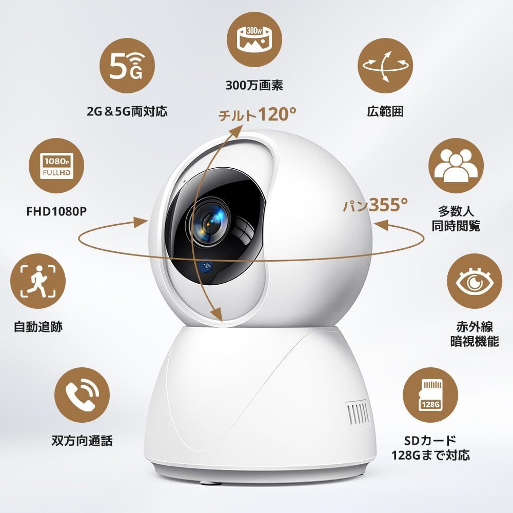 Nexmora C10【360°自動追跡・スマホ通知対応】 防犯カメラ iphone対応