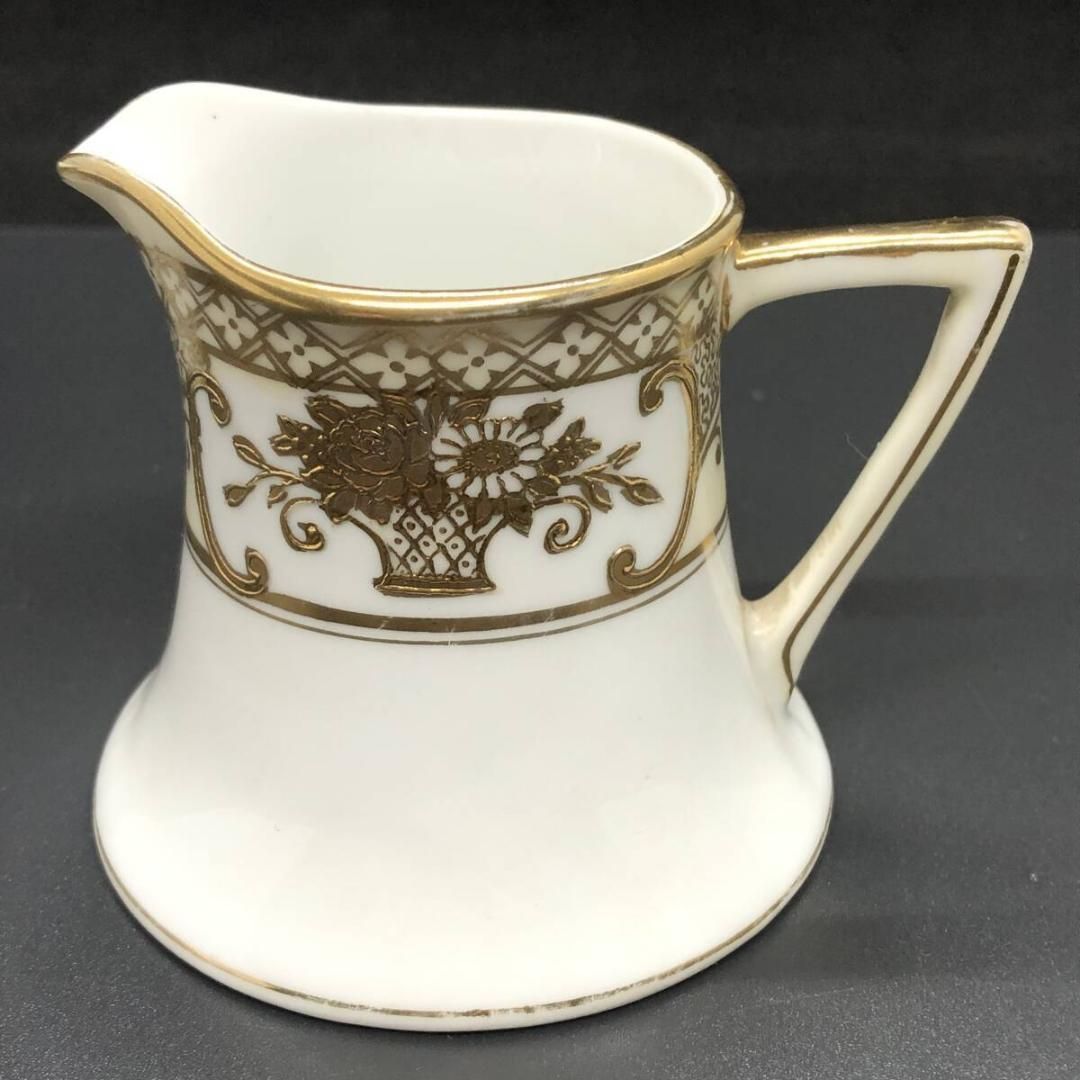 オールドノリタケ 金盛上花籠装飾図紋 シュガーボウル クリーマー