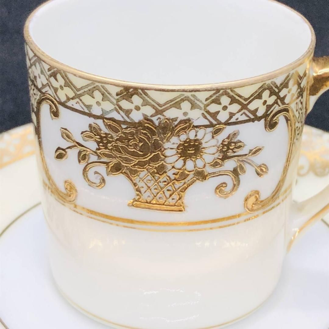 オールドノリタケ 金盛上花籠装飾図紋 カップ＆ソーサー 英国里帰り