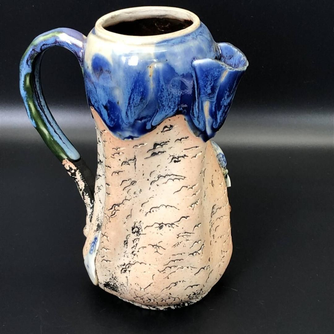 隅田焼 高浮彫人物図 水差し 19cm 立体造形 賢者 童 ※訳あり ( POP_24A