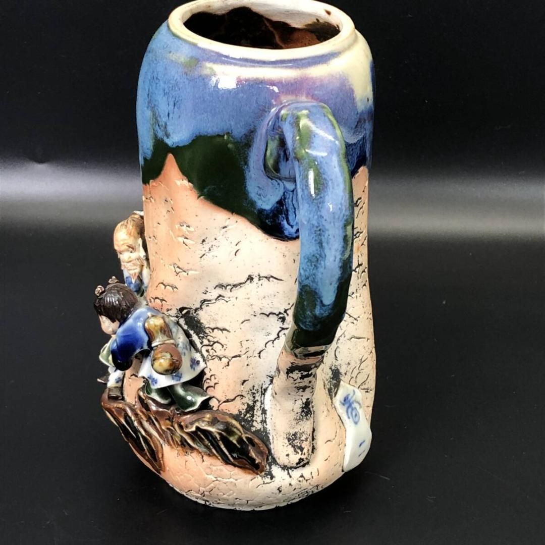 隅田焼 高浮彫人物図 水差し 19cm 立体造形 賢者 童 ※訳あり ( POP_24A