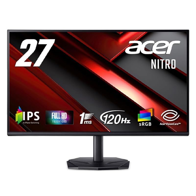 Acer Nitro ゲーミングモニター 27インチ フルHD 非光沢 IPS 120 Hz 1 ms VRB sRGB 99 AdaptiveSync ブラックブースト ゲームビューテクノロジー ブルーライト低減 HDMI 4 DisplayPort 0