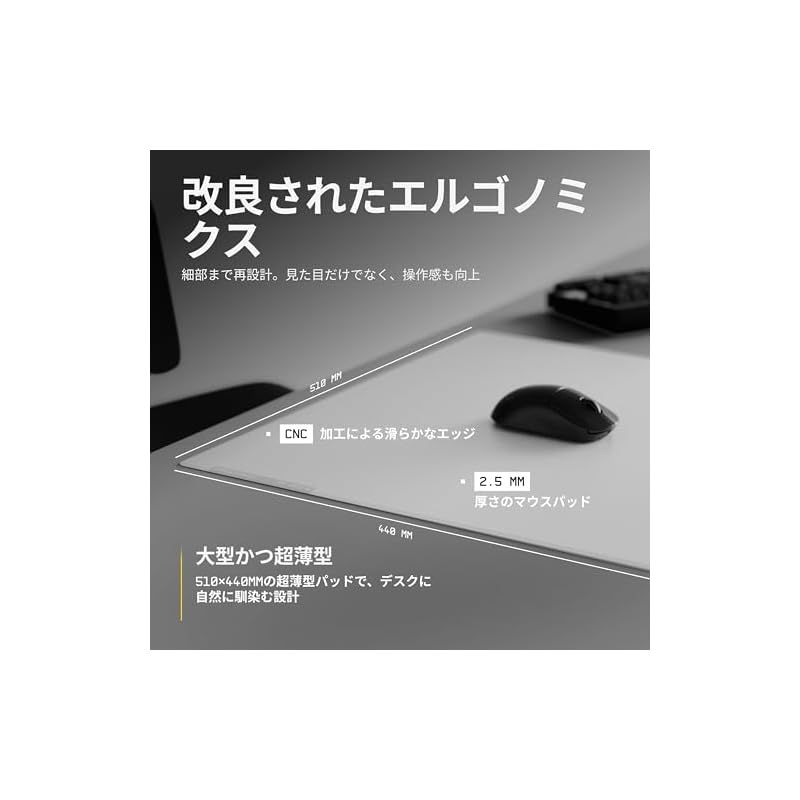 WALLHACK ガラスマウスパッド SP-005 ホワイト ゲーミングマウスパッド