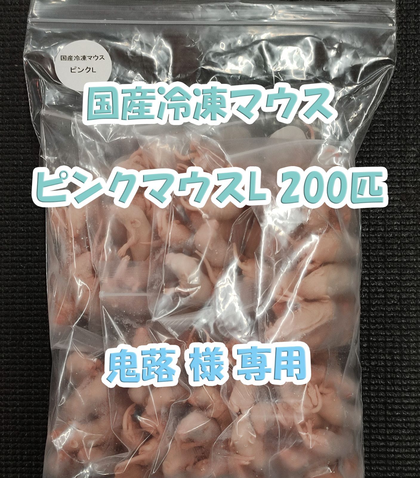 ひ　送料無料　冷凍ピンクマウスＬ200匹　ピンクマウスM100匹 鬼蕗様専用商品 国産冷凍ピンクマウスL 200匹 - メルカリ