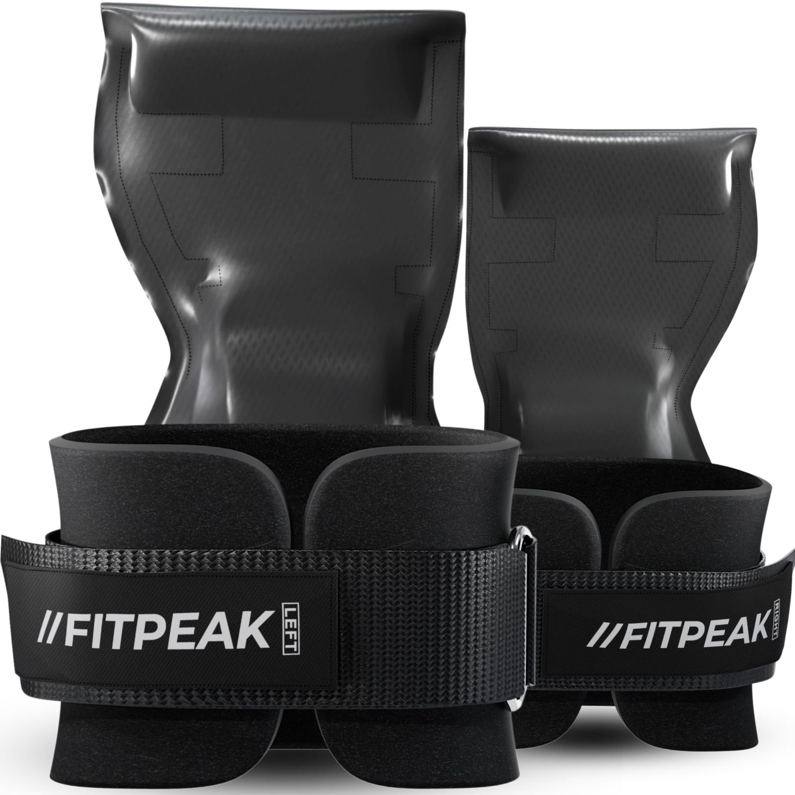 FITPEAK パワーグリップ 筋トレ【痛くない厚さ1.5倍クッション搭載】 懸垂 補助 グリップ トレーニングギア ウェイトリフティング 女性 男性 メンズ レディース (ブラック, Lサイズ) [ブラック] [Lサイズ]