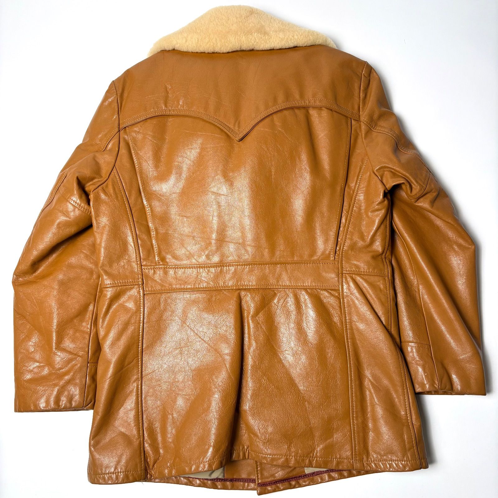 米国製】Schott レザージャケット キャメル 40 ダウン 襟ムートン