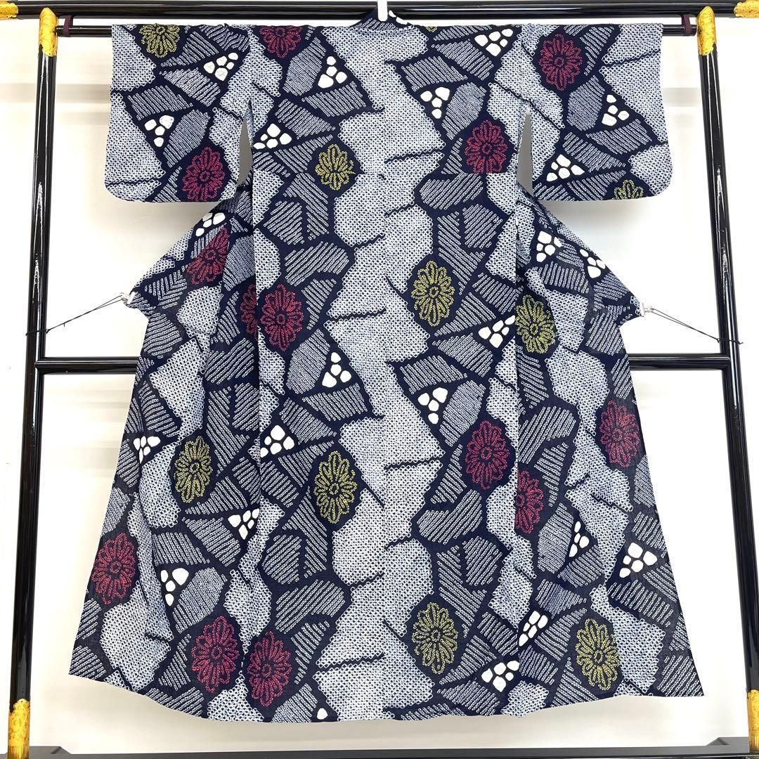 着物と帯 時流】Y25677ts◇本場有松鳴海絞り浴衣◇美品 裄65丈150