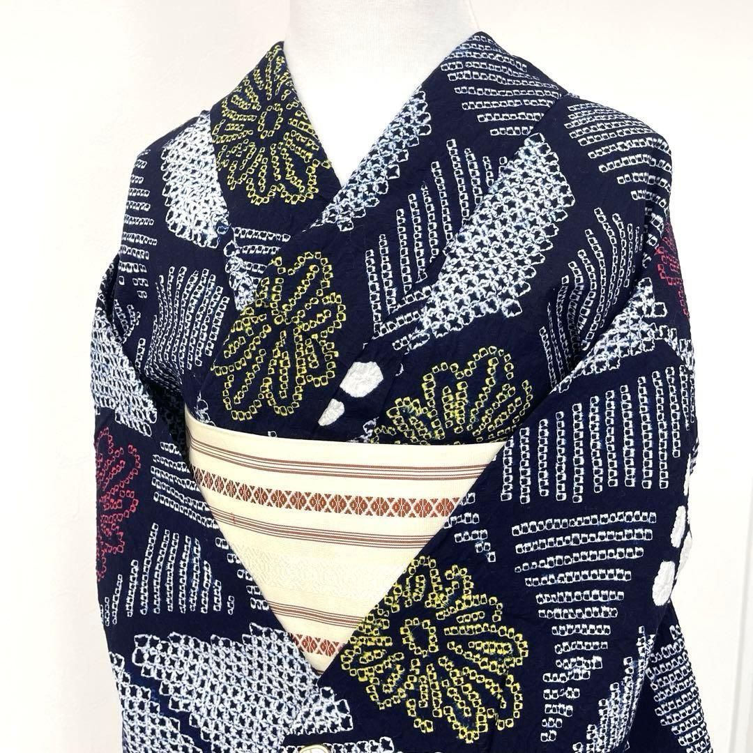 着物と帯 時流】Y25677ts◇本場有松鳴海絞り浴衣◇美品 裄65丈150