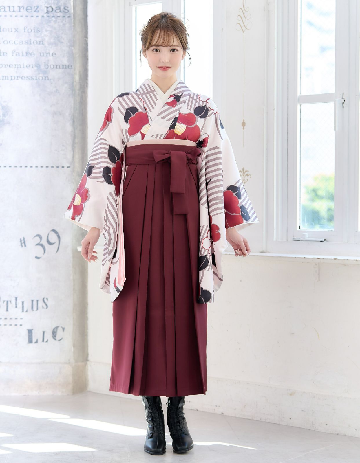 新品 袴4点セット 卒業式 小学生 から 大学生 SS S M L LL 卒業式 謝恩