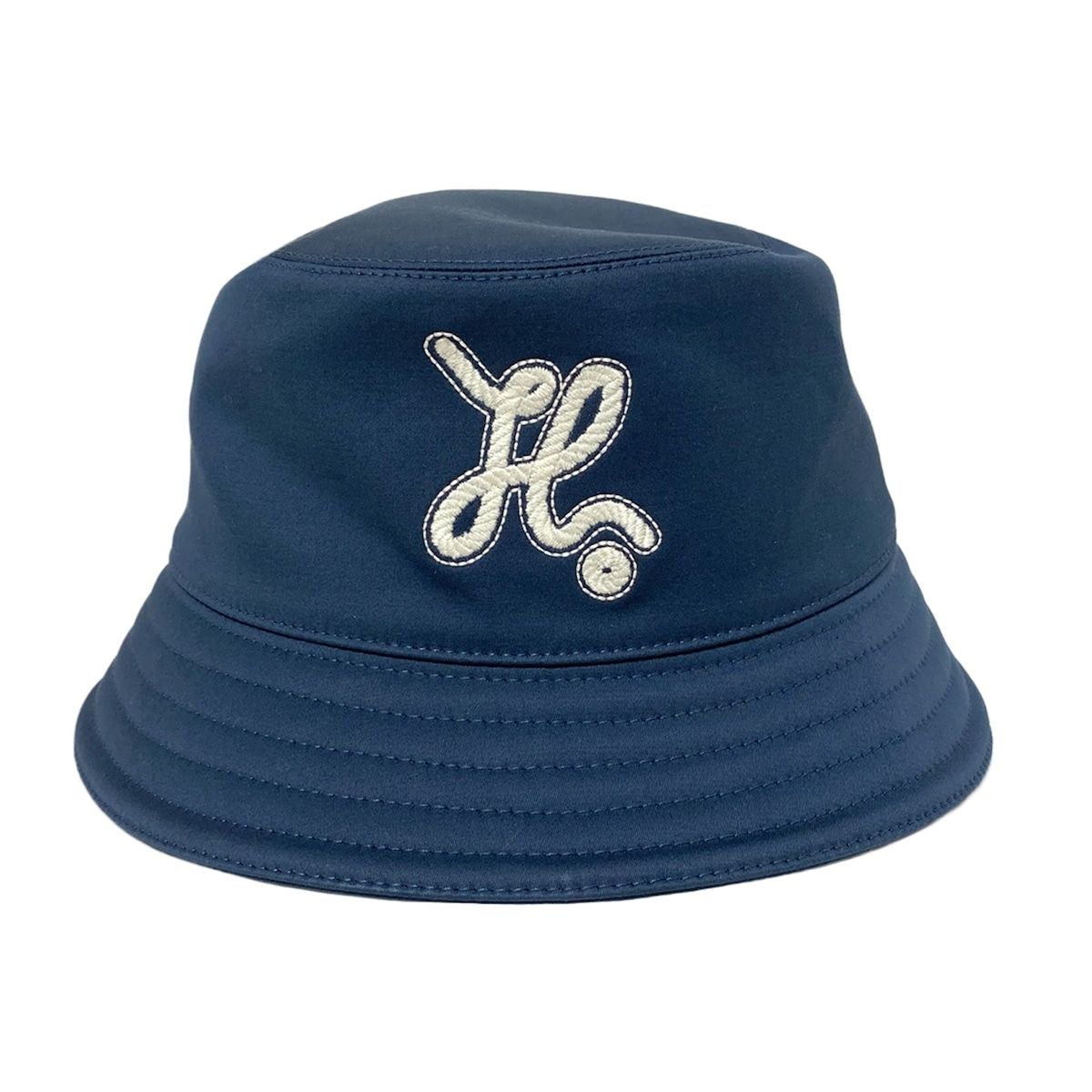 HERMES(エルメス) ハット 59美品 - ダークネイビー×白 刺繍 コットン