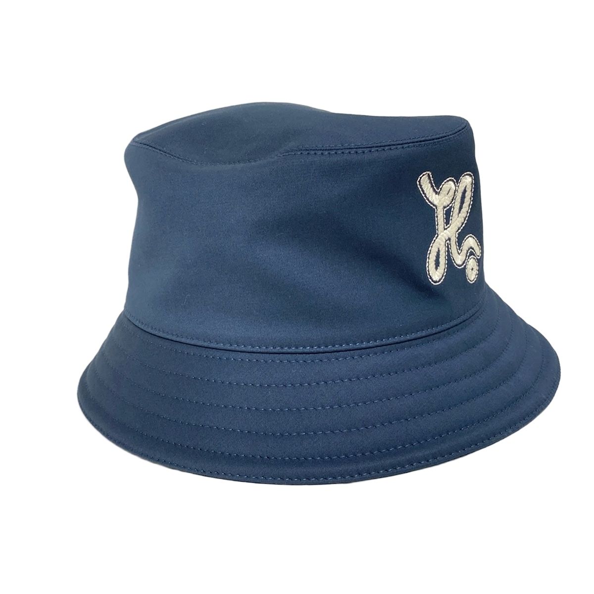 HERMES(エルメス) ハット 59美品 - ダークネイビー×白 刺繍 コットン